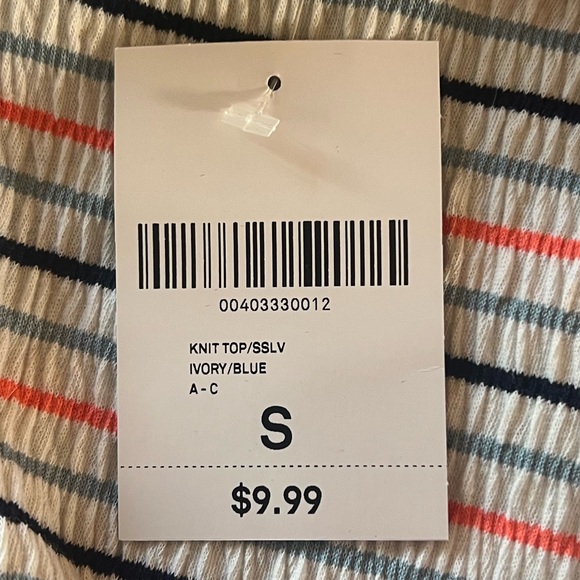 Forever 21 Women’s Multicolor Striped Lettuce Edge Crinkle Top Size Small - Picture 6 of 6